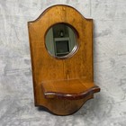 Vintage Wood Wall Shelf Oval Mirror Entryway Bathroom Farmhouse Handmade