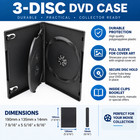 Standard Black 3 Disc Dvd Replacement Case 14mm Triple Clear Sleeve Movie Case