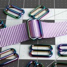 1 Inch Iridescent Rainbow Metal Round Wide-mouth Triglide Slides  10 Pack