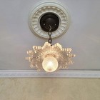 724c Antique 1910 s 30 s Ceiling Light Glass Shade Lamp Fixture Vintage Pendant