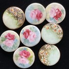 Lot Of Antique Hand Painted Porcelain Buttons With Flowers