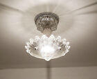 790a Vintage Antique Art Deco Ceiling Light Lamp Fixture Glass Shade Re-wired