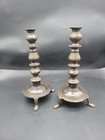Pair Of Antique Islamic Persian Seljuk Bronze Candlestick Tripod