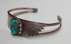 Vintage Native American Sterling Silver Openwork Turquoise Cuff Bracelet  075grs