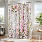 Blush Pink Floral Shower Curtain 60x72  Colorful Flower Fabric Shower Curtain Fo