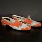Vintage Brogue Women   s Shoes Sling Back Oxfords Pumps Faux Leather 1960s Mod