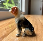 Vintage Seat Beagle Hound Dog Bone China  porcelain  Miniature Figurine 3    Tall