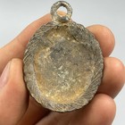 Very Rare Ancient South East Asian Bronze Seated Monk Worshipper Engraved Amulet