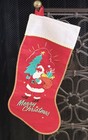 Vintage Mcm 1950s Flannel Merry Christmas Stocking - Santa W  Christmas Tree