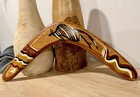 Vintage Aboriginal Hand Crafted   Hand Painted Wood Boomerang 