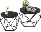Set Of 2 Modern Round Coffee Tables geometric Design cafe Livingroom End Tables