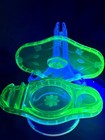 1926 Cambridge Uranium Glass Vanity Dresser Makeup Compact Matching Top   Bottom