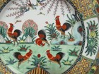 Vintage 1920 Hong Kong China porcelain Hand Painted Rooster And Floral Plate