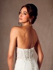 Azazie Lewena Strapless Ivory Lace Bodice Wedding Dress Size 4 Nwt