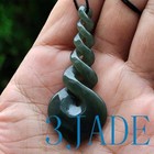 Natural Nephrite Jade Eternity Quintuple Twist Pendant Nz Maori Style Carving 