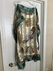 Pre-owned Italy Souvenir Green Gold Beige Scarf  italian Landmarks-38    Square 