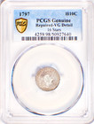 1797 Draped Bust Half Dime H10c Coin With 16 Stars - Certified Pcgs Vg Details