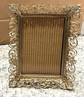 Vintage Whitewashed Filigree Picture Frame   12 X 10  Gold Tone Ornate Metal