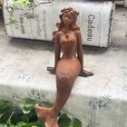 Cast Iron Mermaid Statue - Rustic Garden Sculpture  Vintage Outdoor Art  Coast
