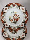 Lot 3 Kyoto By Momoyama Fine China Dinner Plate 10 3 4    Rust Flowers With Blue
