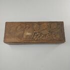Antique Pyrography Burnt Wood Dresser Box Art Nouveau Woman Flowers Grapes