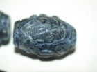 Vintage Carved Chinese Bead Blue   White Sodalite Flower 25mm X 18mm Barrel Oval