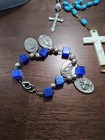 Crossed Virgin Mary Saint Religious Medallion Pin Crucifix Rosary Vintage Lot