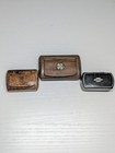 Antique 19thc Treen Snuff Box Lot 3 Inlaid Clover Boxwood Papier Mache Folk Art