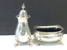 Tiffany   Co Makers Sterling Silver Salt Cellar Pepper Shaker Footed Vintage