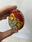 Vintage Folk Art Eggs  Romanian  Seed Bead Mosaic On Wax