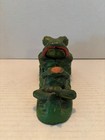 Vintage  two Frogs  Cast Iron Mechanical Bank Reproduction Green Works 3 Pounds