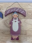 Vintage Wooden Hand Painted Folk Art Papa Nana Blue Pink Grannycore Cabin  43