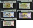 Central African Set 5  500-10000 Francs 2022 P 700-704 Superb Gem Unc Pmg 67 Epq