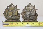 Vintage Solid Heavy Brass Ship Boat Bookends Nautical Ocean Decor Sailing