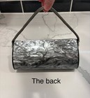 Vtg Lucite Purse Hinged Fold Over Scalloped Edge W rolled Mesh Handle