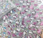 3 Sheets Hello Kitty Nail Art Stickers Decals Bows Shimmer Glitter Party Favor