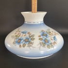 Vintage 10  Fitter Blue Floral Hurricane Oil Or Electric Glass Tam Lamp Shade