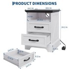 Farmhouse Night Stands With Charging Station  Wood Nightstand With 2 Drawers