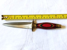 Vtg 9 5  Commando Dagger Boot Knife Multi Color Pakkawood Handle Brass W  Sheath