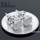 Men Women 925 Sterling Silver 6mm Icy Bling Cz Round Screw Back Stud Earring e66