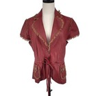 Double D Ranch Red Buttery Leather Western Fitted Fringe Jacket L See Notes