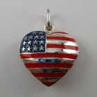 Sterling Silver Flag Heart Necklace Pendant American Patriotic July 4th Modern