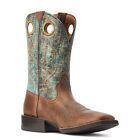 Ariat   Men s Sport Rodeo Brown   Turquoise Square Toe Boots 10042403