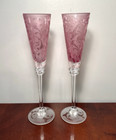 New Set 2 Michael Weems Elise Rose Frosted Pink Tall Champagne Toasting Flutes