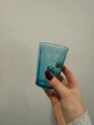 Antique Victorian Blue Glass Enamel Pitcher   Tumbler Set
