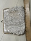 Handmade White Satin Beaded Kiss-lock Coin Purse Small Clutch For Women