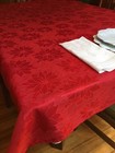 Bardwil Winter Joy Tablecloth Red Damask Poinsettia 60 X 102 Christmas New