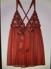 Victoria s Secret Babydoll Lingerie Red Mesh Lace Queen Of Hearts Open Medium M