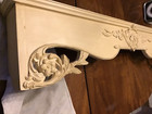 Antique Pair Of  Painted Wood Carved Window Cornice Valance W   Brass Rods