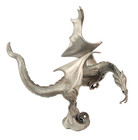 Vtg 1985 Rawcliffe Pewter Dragon Figurine W crystal 6 25 h X 7 l X 4  W 16 6 Oz
